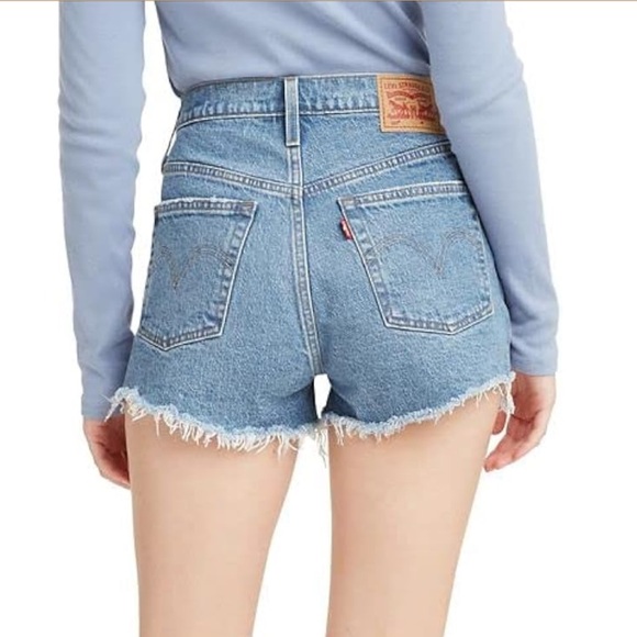 Levi's 501 Light Wash Frayed Jean Shorts - Picture 2 of 6